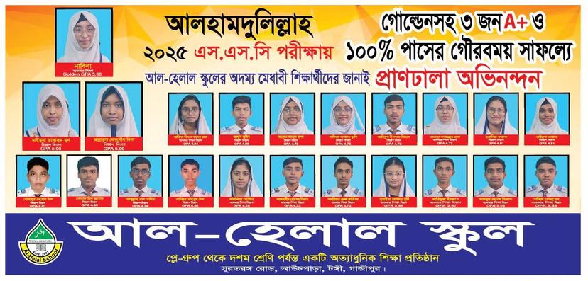 ২০২৫ এসএসসি পরীক্ষায় গোল্ডেনসহ ৩ জন A+ ও ১০০% পাসের গৌরবময় সাফল্য অর্জন